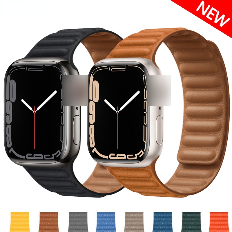 Ligação De Couro Para Apple Watch Band 45mm 41mm 44mm 40mm 49mm Pulseira Original De Laço Magnético iWatch Series 8 Ultra 3 SE 6 7