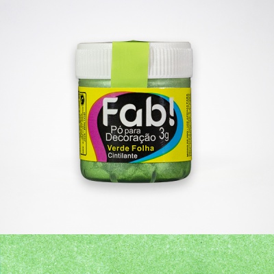 PÓ FAB VERDE FOLHA 3G - CORANTE BRILHO COMESTÍVEL DE COLORIR BOLO METÁLICO CINTILANTE ALIMENTÍCIO - Food & Beverages