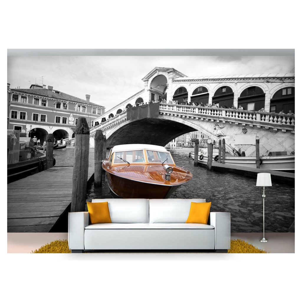 papel de parede Cidade Veneza preto branco 3D 6m² NCD165