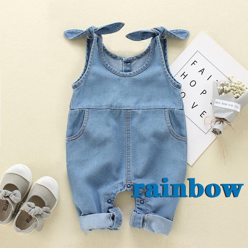 Sol Roupas De Verao Para Bebe Recem Nascido Menina Denim Macacao Sem Mangas Shopee Brasil