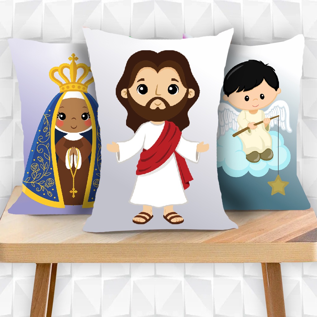 Almofada Naninha Santos Baby Jesus Nossa Senhora Anjinhos santinhos Católicos presente infantil decora enfeite religioso