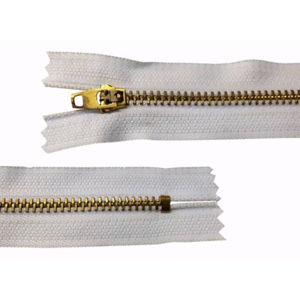 Zíper de Metal Fixo Branco - 101 - com 10 Unidades 18cm