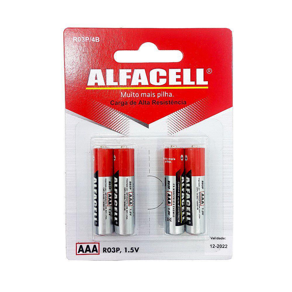 Pilha palito aaa alfacell cartela com 4 unidades em Oferta na Shopee