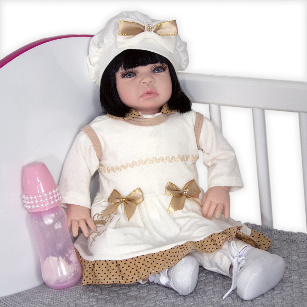 Boneca Reborn Girafinha Infantil Morena Pano