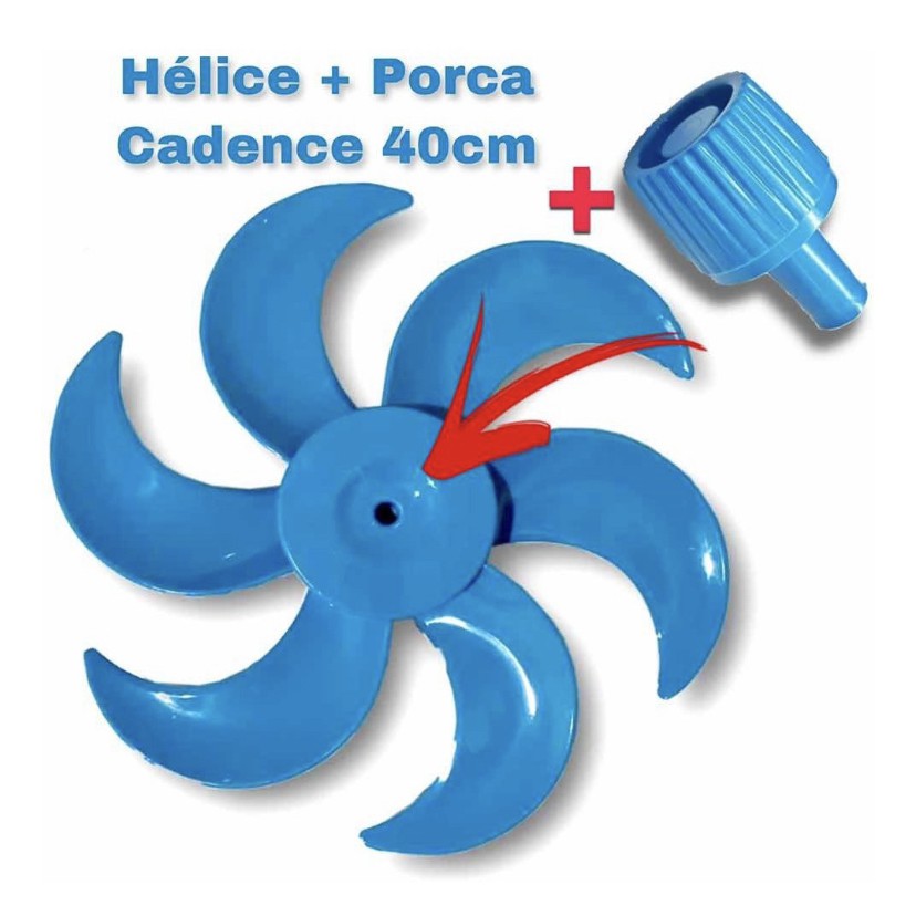 Kit Hélice 40cm 6 pás Azul Turquesa  + Porca ou Trava da Ventilador Cadence 40cm Original