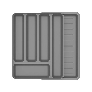 Organizador Porta Talheres C/ Separador Gaveta Cozinha Cinza