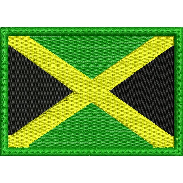 Patch 8,5x5 cm bordado bandeira Jamaica oficial com carrapicho, para costurar ou termocolante