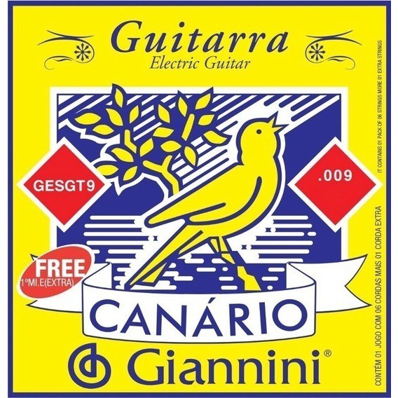 Encordoamento 6 Cordas Guitarra Giannini GESGT9 009 042 e Mizinha em Oferta na Shopee
