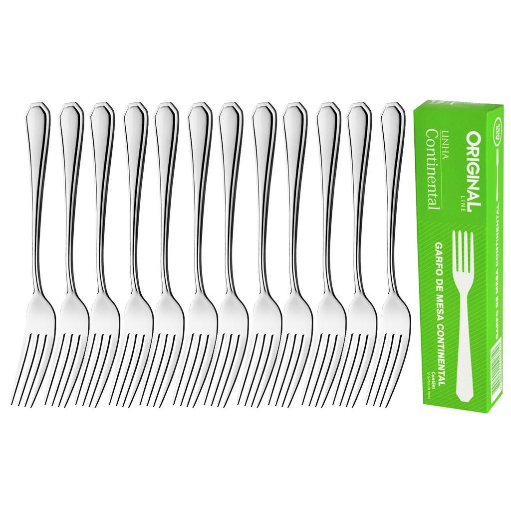 Jogo 12 Garfo Mesa Churrasco Restaurante Buffet Premium Conjunto Aço Inox Continental Original Line em Oferta na Shopee