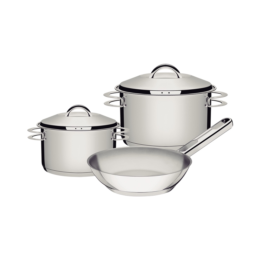 Jogo de Panelas Tramontina Aço Inox Fundo Triplo Solar 3 Peças em Oferta na Shopee