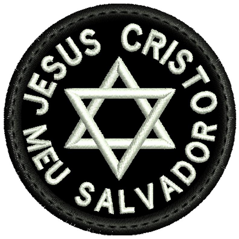 Patch bordado 5x5 cm Jesus Cristo meu Salvador com carrapicho, para costurar ou termocolante em Oferta na Shopee