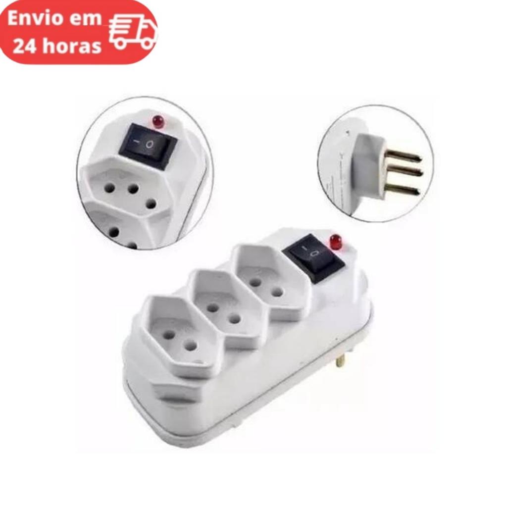 Adaptador Para Tomada Com 3 Saidas POWER 2P + T 10A 250V   Benjamin