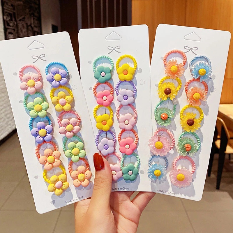 Conjunto De Elásticos De Cabelo Da Moda Com 10 Peças – Suportes De Rabo De Cavalo Florais Fofos , Sem Emaranhado Para Mu