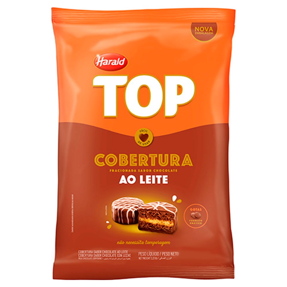 Gotas de Chocolate Fracionado Top Ao Leite 1,010kg - Harald