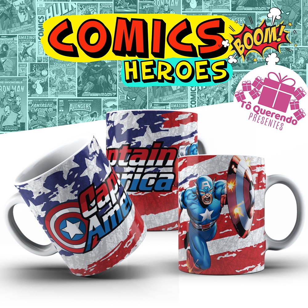 Caneca Heróis Personalizadas marvel DC Super Man Homem de ferro Hulk thor X-man Cerâmica 325ml