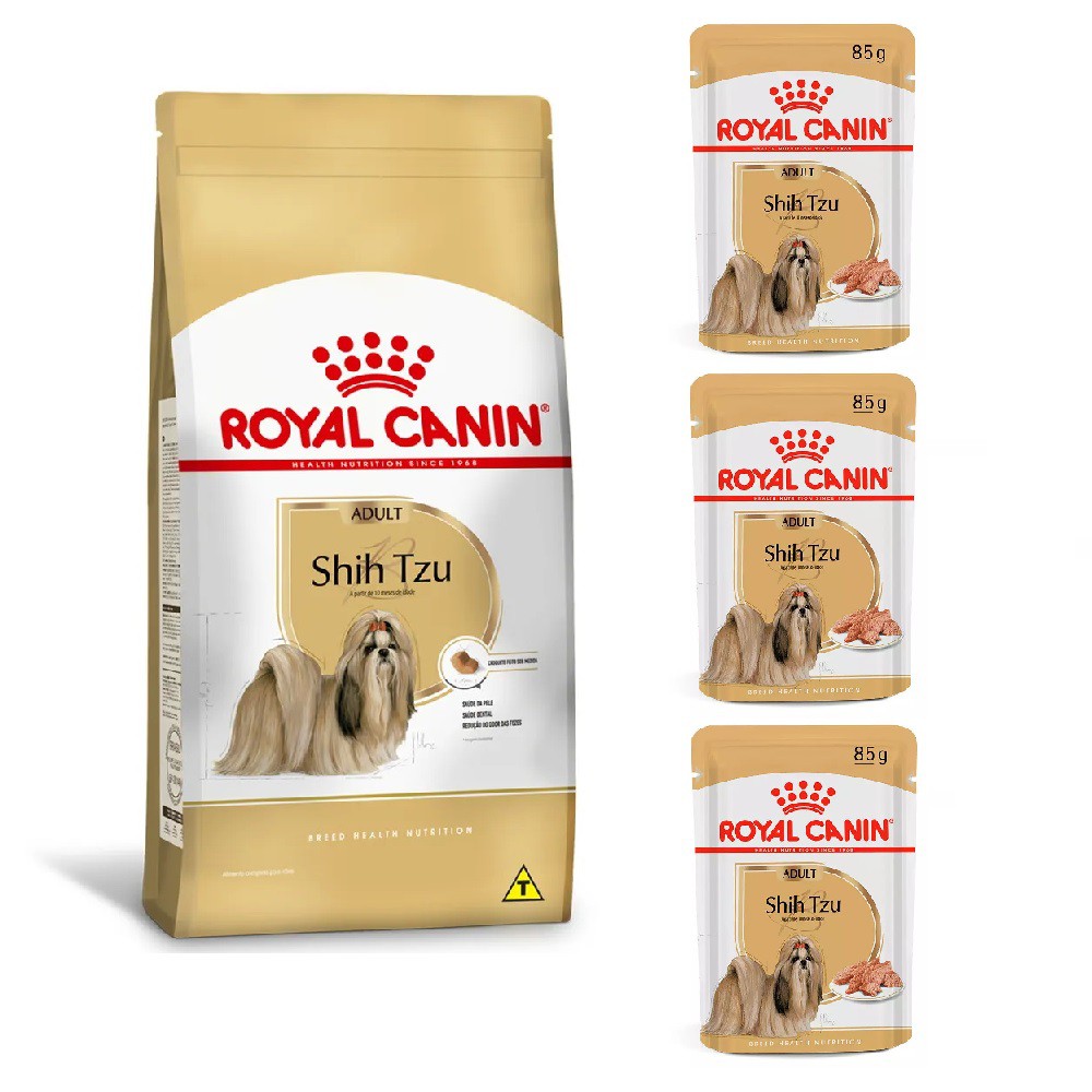 KIT RC ROYAL CANIN RACA SHIH TZU ADULT 2,5KG E 3 WET ROYAL CANIN SHIH TZU ADULT 85G