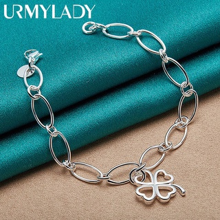 925 Sterling Silver Lucky Clover Flowers Pendant Pulseira Para Noivado Feminino Festa De C...