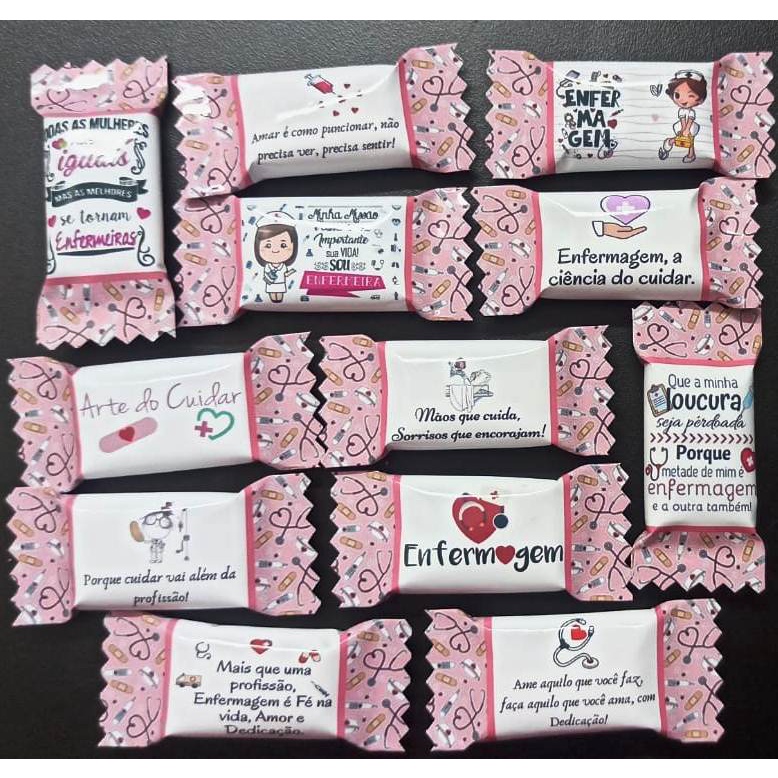 Bala Balinhas Personalizadas Tema Enfermagem Brinde Mimo para Clientes