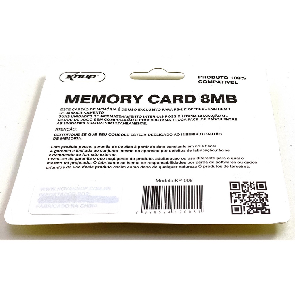 Memory Card 8Mb Playstation 2 Ps2 Knup Novo Kp-008