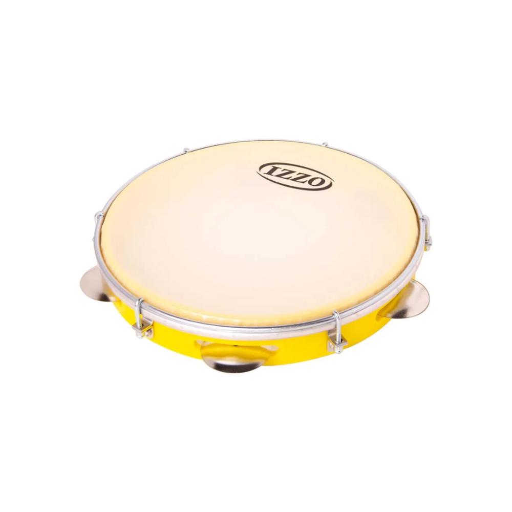 Pandeiro Pandeirola Izzo10 pol Abs Pele Leitosa Amarelo 3430