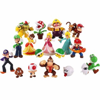 18Pcs/Set Super Mario Bros Yoshi Peach Princess Luigi Shy Guy Odyssey Donkey Kong PVC Action Figure Model Toy Doll em Oferta na Shopee