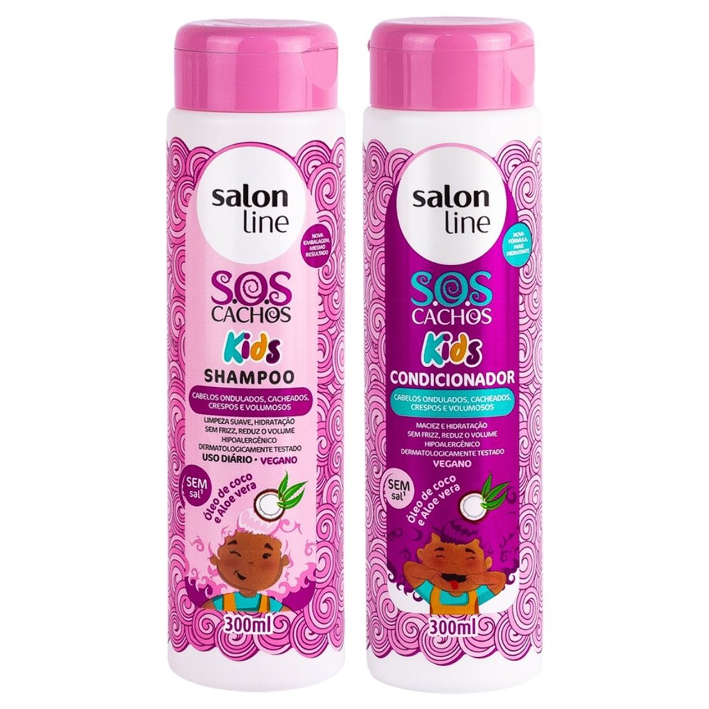 Kit Salonline Sos Cachos Kids Shampoo E Condicionador Cabelos Cacheados Ondulados E Crespos Shopee Brasil