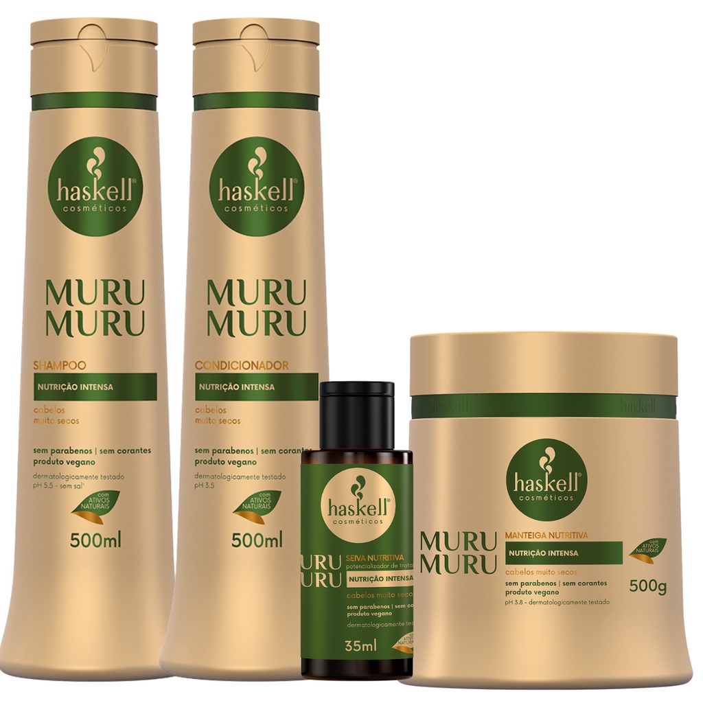 Kit Haskell Murumuru Shampoo Condic + Máscara Nutritiva 500ml + Potencializadora de Tratamento 35ml