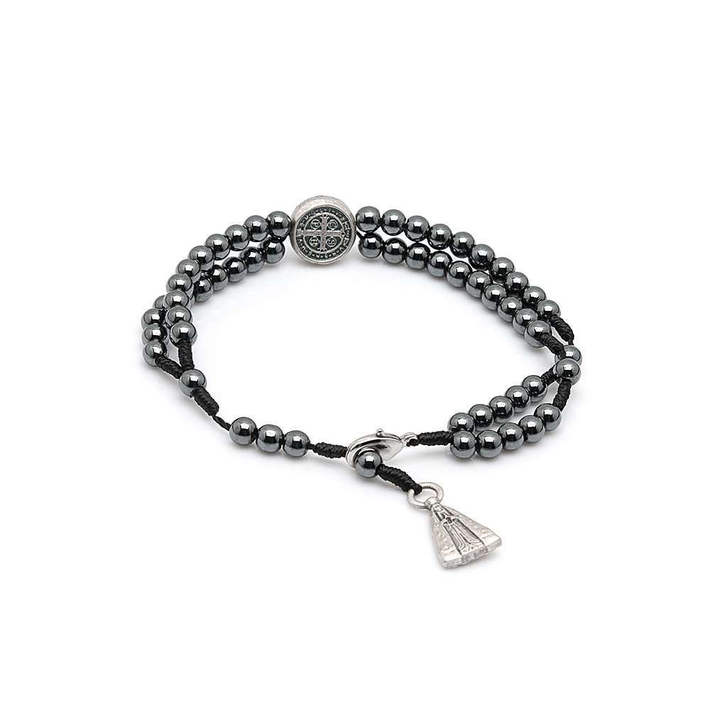 Pulseira Terço De Pulso Hematita Nossa Senhora Aparecida