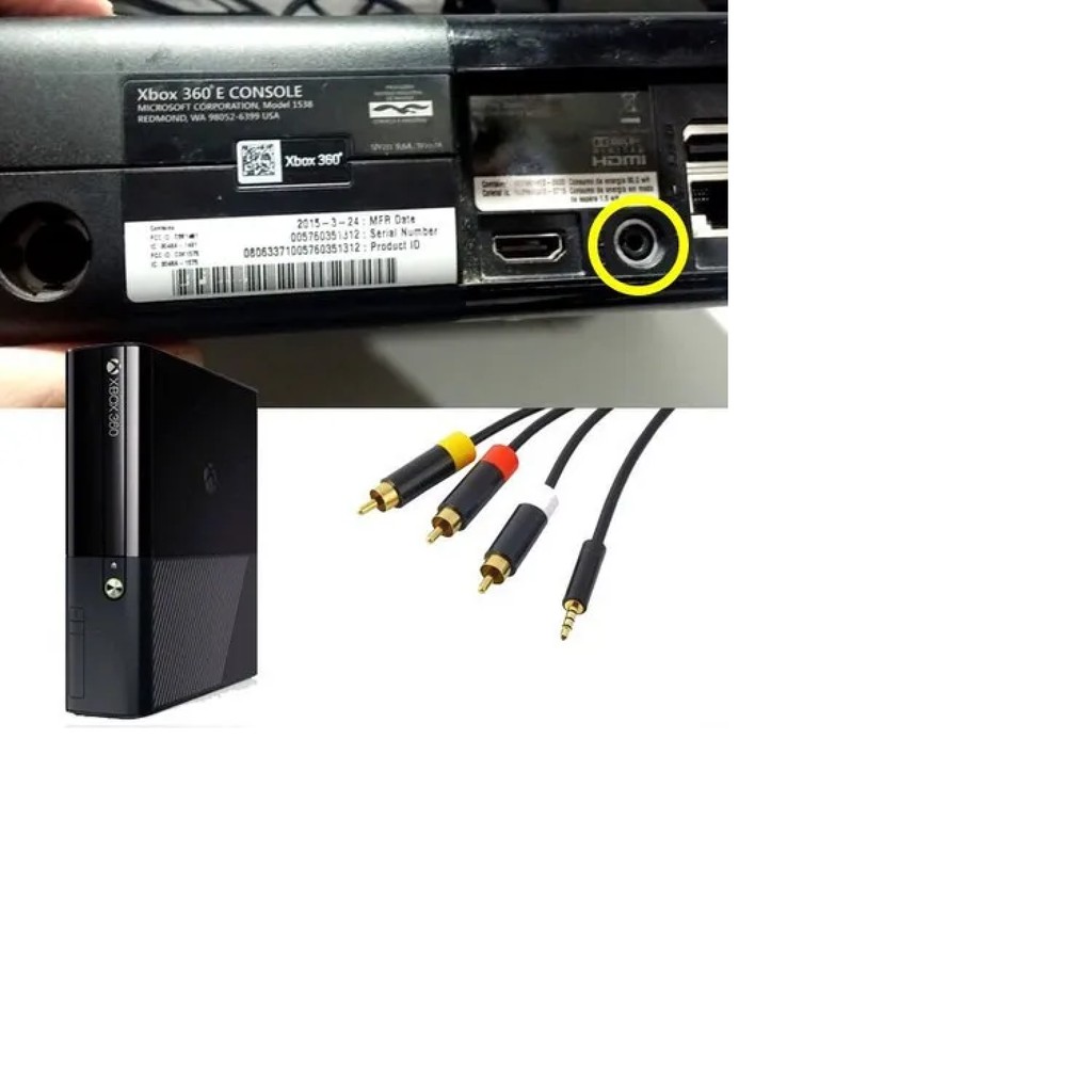 Cabo Av Audio Video Imagem Tv Antiga Xbox 360 Super Slim