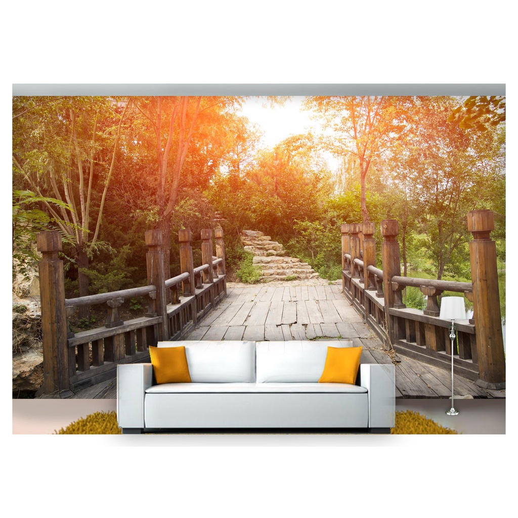 papel de parede Jardim Japonês Ponte Japão 3D 7,5m² JJP12