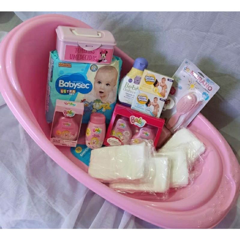 Kit Banheira Adoleta De 20 Litros + Produtos Para Bebês