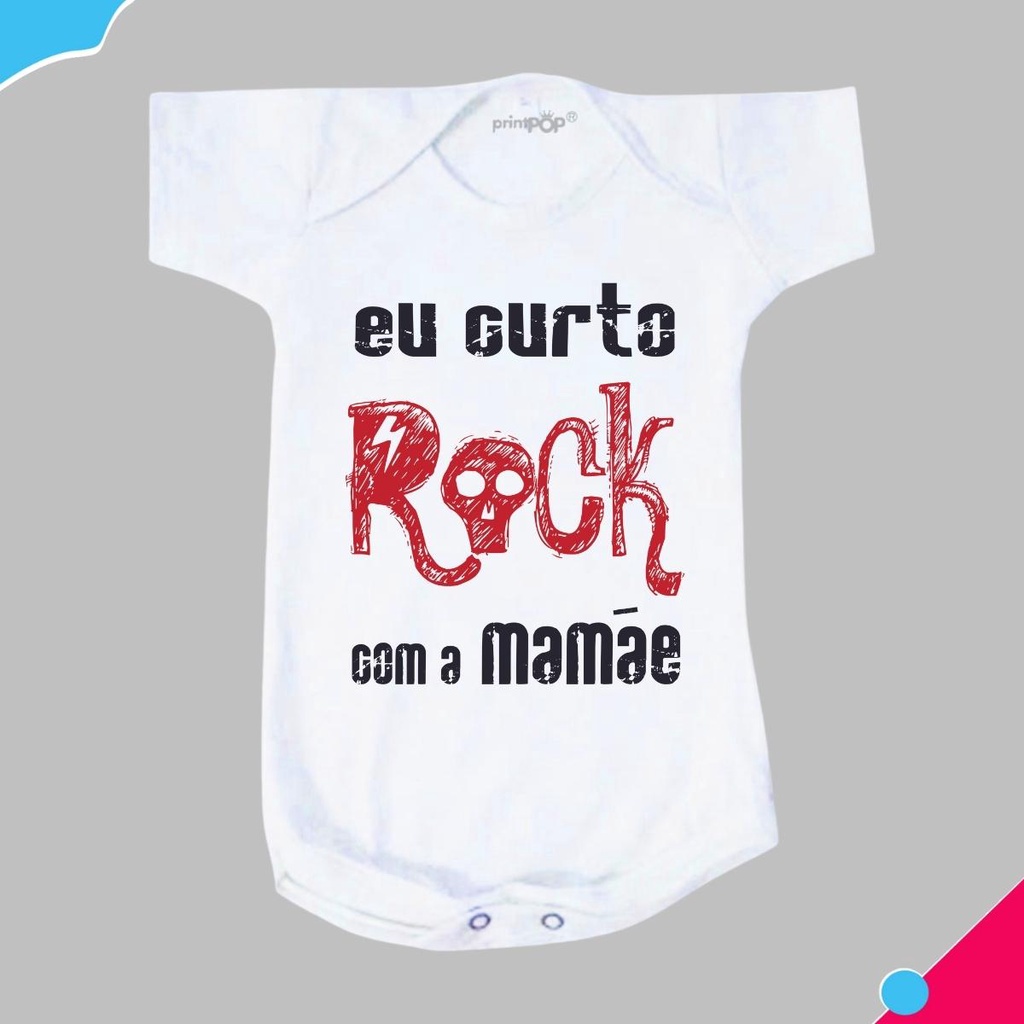 Body Bebê Frases Eu curto Rock com a Mamãe Neutro | Shopee Brasil