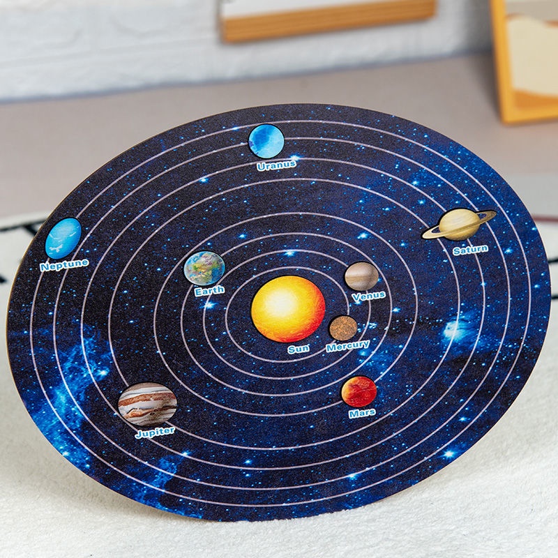 Sky Planet Puzzle, Planet Puzzle, Bandeja de tabuleiro correspondente do sistema Solar, brinquedos educativos de madeira