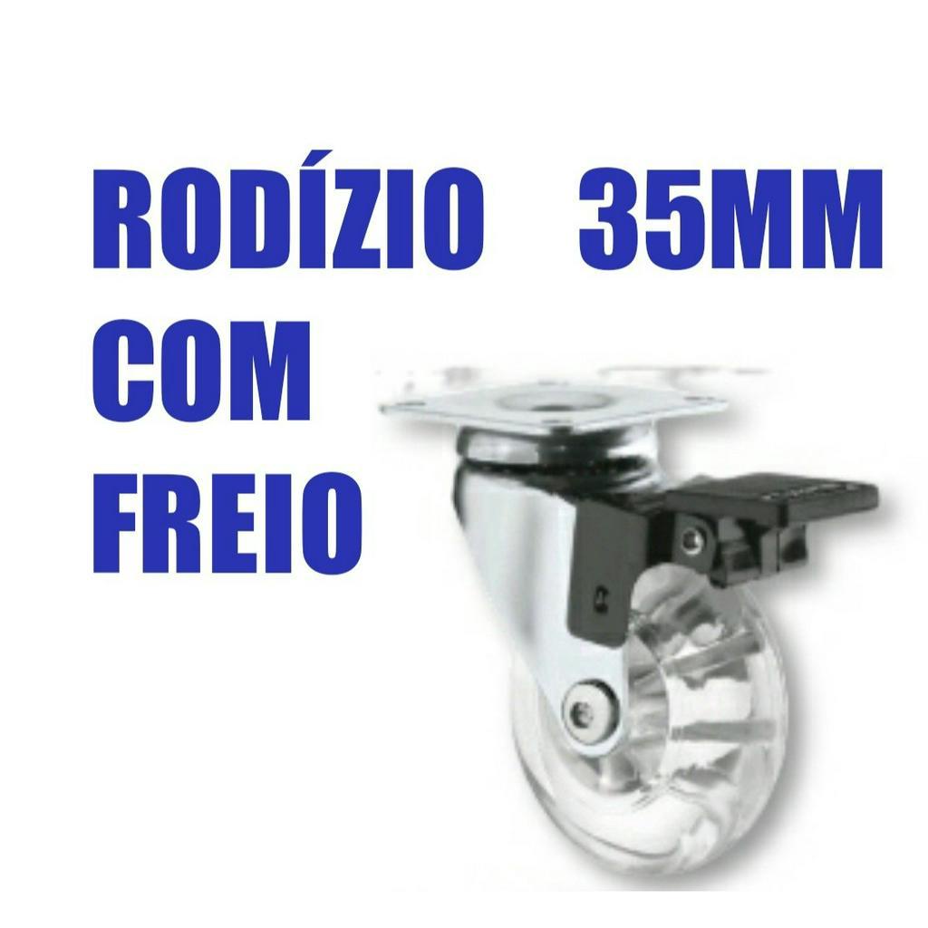 Rodízio Giratório Gel Silicone 35mm COM FREIO Rodinha para Móveis