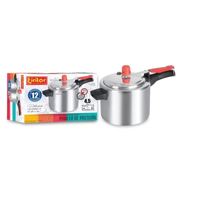 Panela de Pressão 4,5 Litros em Alumínio 8 Travas Eirilar em Oferta na Shopee