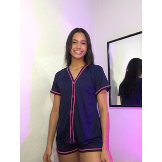 Pijama Blogueirinha Baby Dool Feminino Botão Adulto Americano Pós Cirúrgico Atacado, Fabricação Própria
