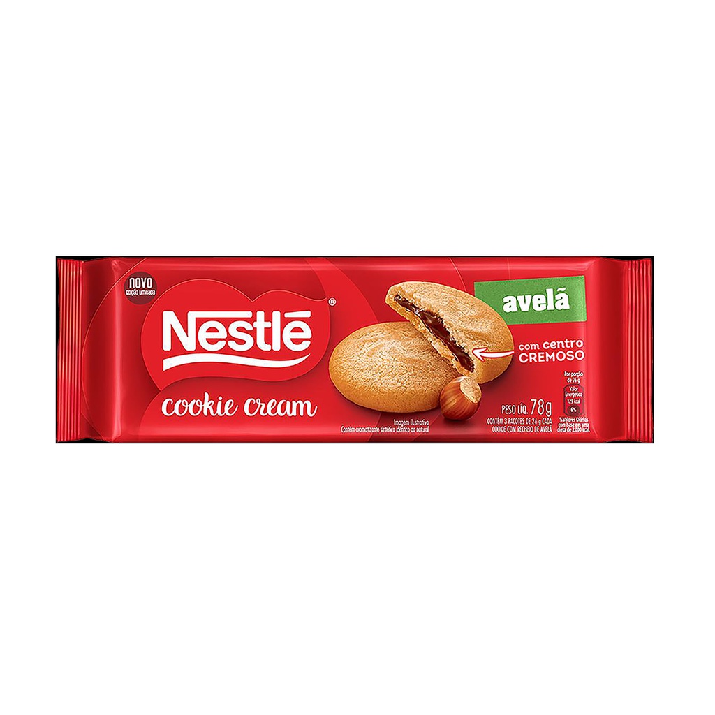 Cookie Cream Nestlé Recheio cremoso Avelã 78g Edição Limitada