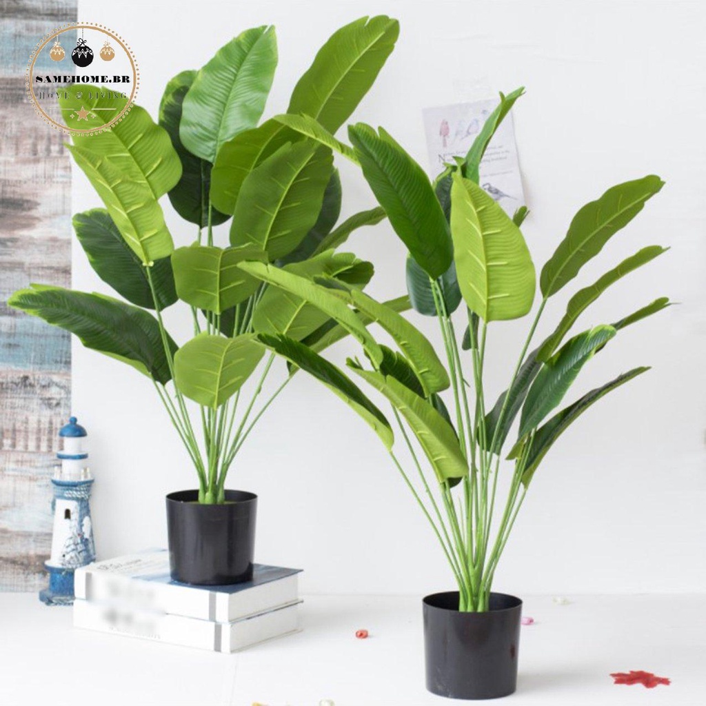 18 Folhas De Planta Em Vaso Grande Árvore De Bananeira Artificial De  Plástico Falso / Decoração Do Jardim | Shopee Brasil