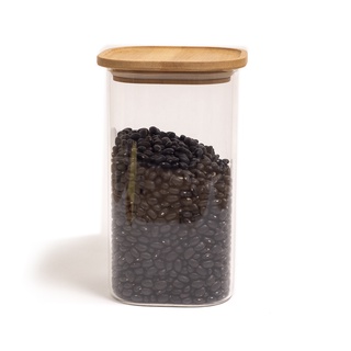 Pote De Vidro De Mantimentos 1400ml C/ Tampa De Bambu Oikos