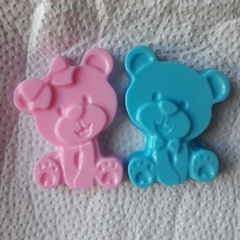 Kit 60 Mini Ursinho Sabonete Chá Revelação Menino Menina