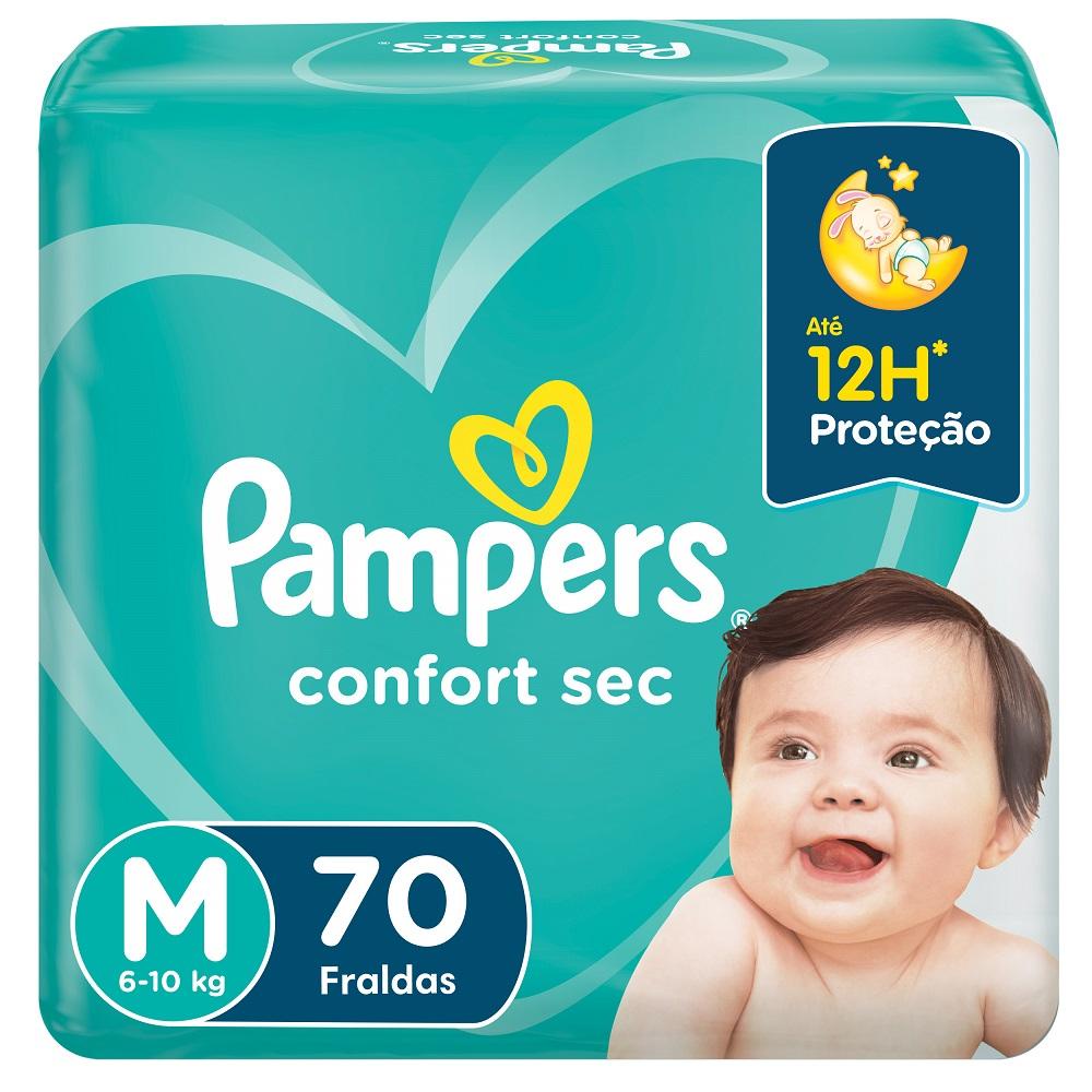 Fralda Pampers Confort Sec Pack Tamanho M com 70 un