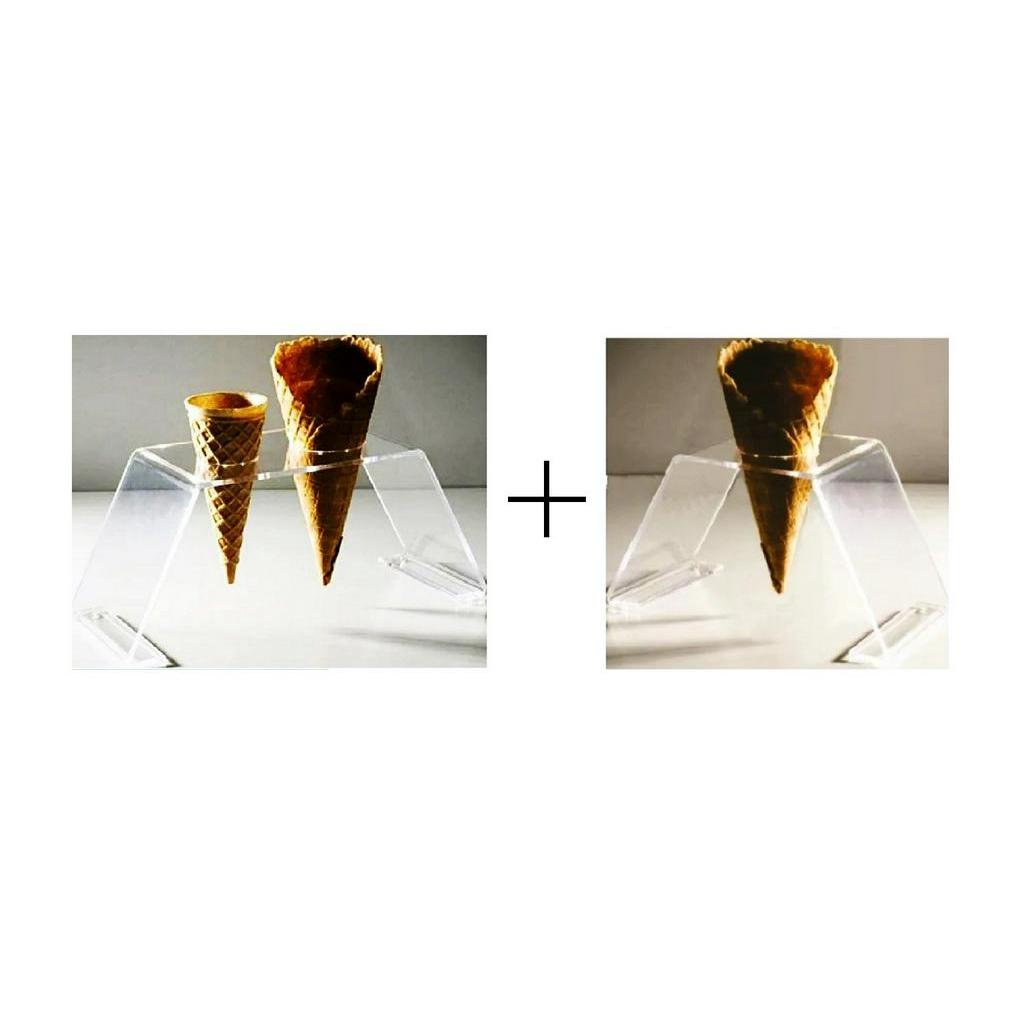 Kit 2+1 Porta Sorvete Casquinha Acrílico Pizza Cone Temaki Doces
