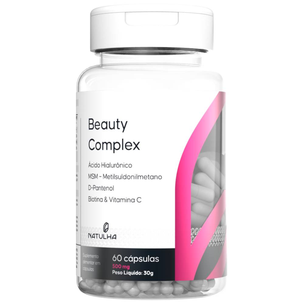 Beauty Complex Ácido Hialurônico, MSM, D-Pantenol, Biotina e Vitamina C 60 cápsulas - Natulha