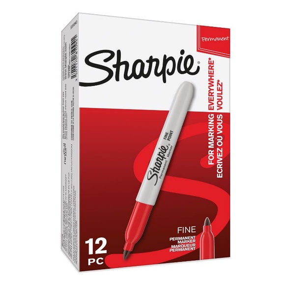 Marcador permanente Sharpie fino c/ 12 Vermelho