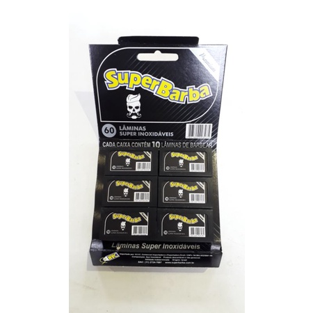 Lâmina Barbear Super Barba Black Premium cartela com 60 laminas