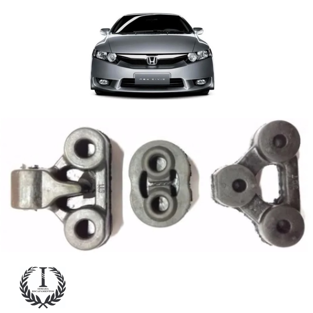 Jogo Borracha Coxim Escapamento Honda New Civic 08...11 ( kit com 3 peças )