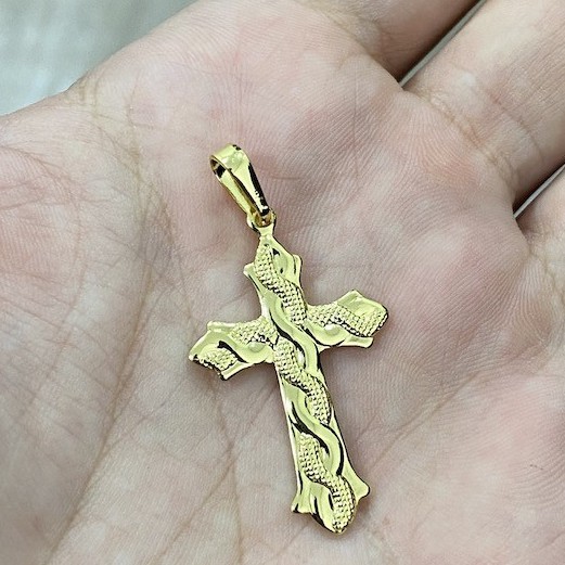 Pingente de Crucifixo Banho de Ouro 24k Pingente de Crucifixo Banhado Pingente de Cruz