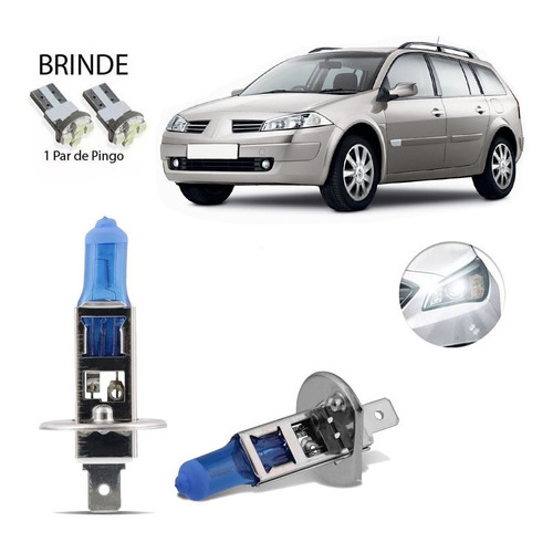 Kit Lampada Super Branca Farol Alto 8500k Renault Megane