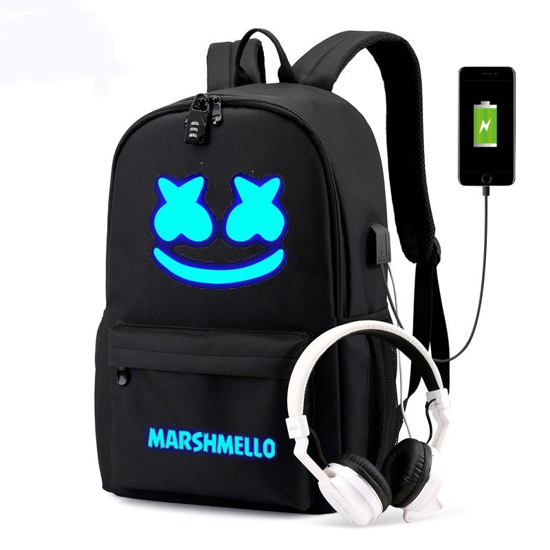 DJ Marshmello Luminous Mochila Escolares Bolsa de Escuela Color 3 Bolsa de Viaje Bolsa de Trabajo Galaxy Schoolbag Unisex Mochila para portátil Bolsa Fresca para Adolescentes 