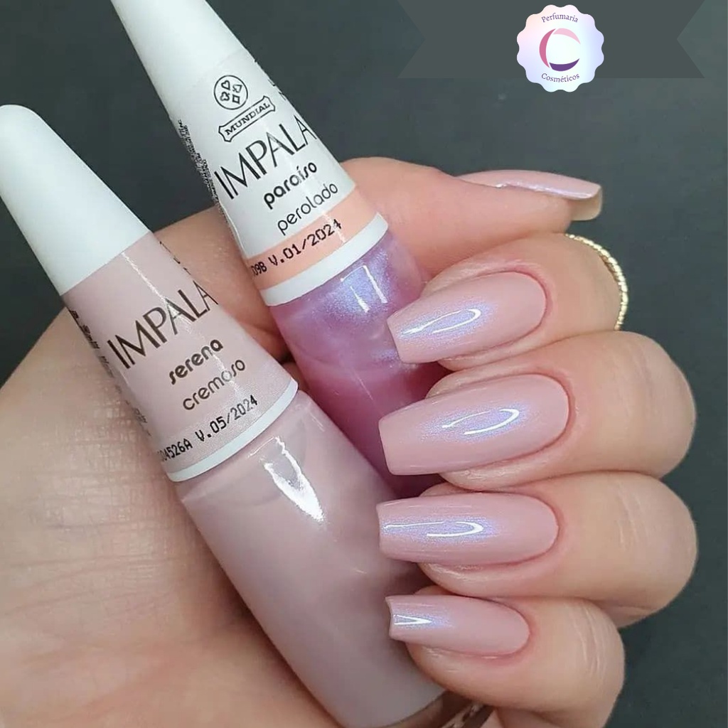 unhas peroladas rosé